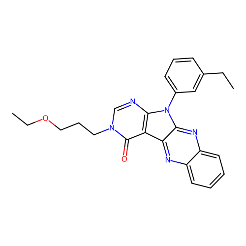3-(3-ethoxypropyl)-11-(3-ethylphenyl)-3,11-dihydro-4H-pyrimido[5',4':4,5]pyrrolo[2,3-b]quinoxalin-4-one structure