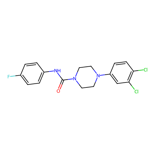 1-Piperazinecarboxamide, 4-(3,4-dichlorophenyl)-N-(4-fluorophenyl)- structure
