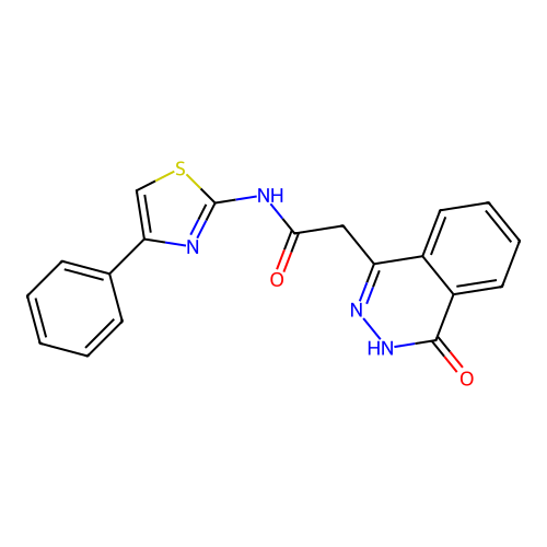 2-(4-oxo-3,4-dihydrophthalazin-1-yl)-N-(4-phenyl-1,3-thiazol-2-yl)acetamide structure