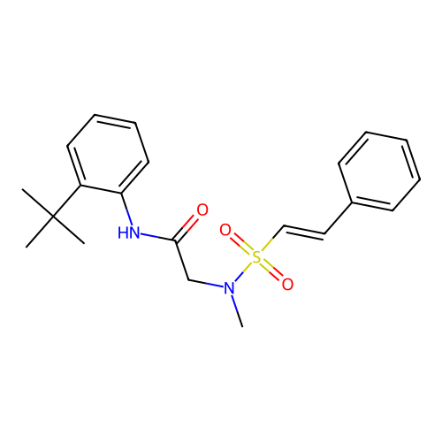 N-(2-tert-butylphenyl)-2-(N-methyl-2-phenylethenesulfonamido)acetamide structure