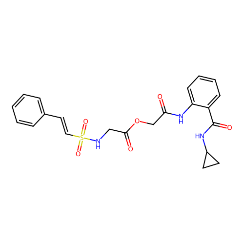 [2-(cyclopropylcarbamoyl)phenyl]carbamoylmethyl 2-(2-phenylethenylsulfonylamino)acetate structure