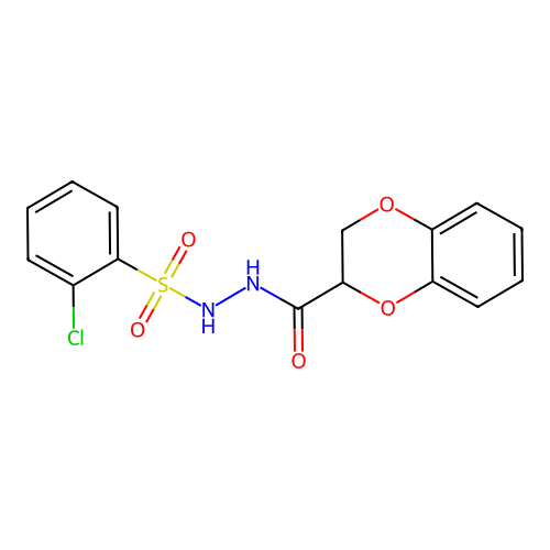 N'-(2-chlorophenyl)sulfonyl-2,3-dihydro-1,4-benzodioxine-3-carbohydrazide structure