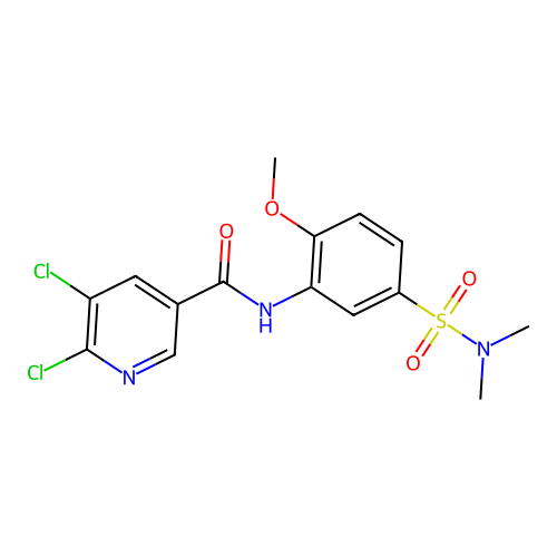 5,6-dichloro-N-[5-(dimethylsulfamoyl)-2-methoxyphenyl]pyridine-3-carboxamide structure