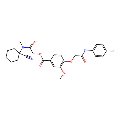[(1-cyanocyclohexyl)(methyl)carbamoyl]methyl 4-{[(4-fluorophenyl)carbamoyl]methoxy}-3-methoxybenzoate structure