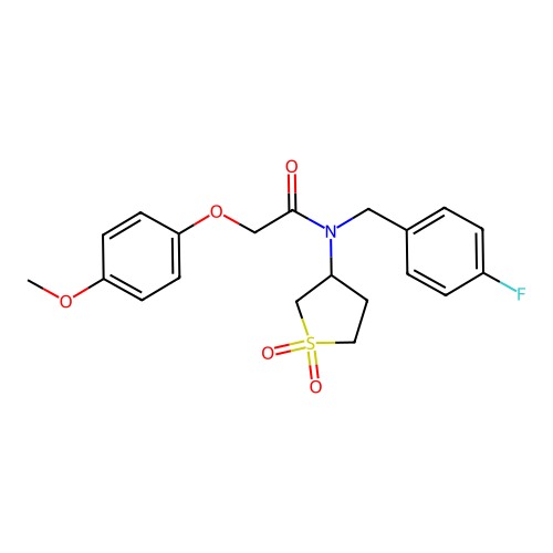 N-(1,1-dioxidotetrahydrothiophen-3-yl)-N-(4-fluorobenzyl)-2-(4-methoxyphenoxy)acetamide structure