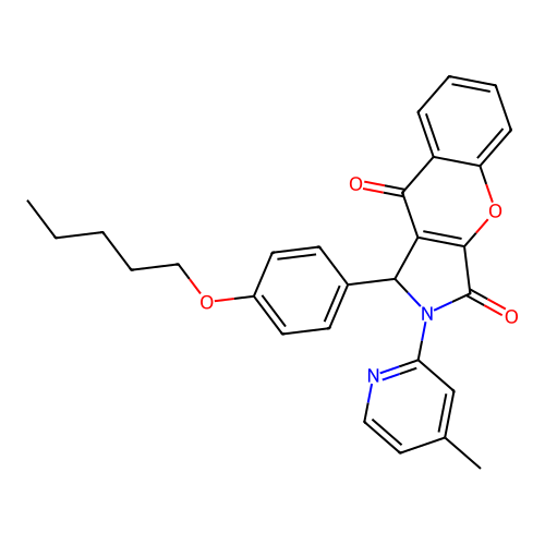 2-(4-methylpyridin-2-yl)-1-(4-pentoxyphenyl)-1H-chromeno[2,3-c]pyrrole-3,9-dione structure