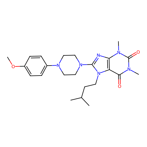 8-[4-(4-methoxyphenyl)piperazin-1-yl]-1,3-dimethyl-7-(3-methylbutyl)purine-2,6-dione structure