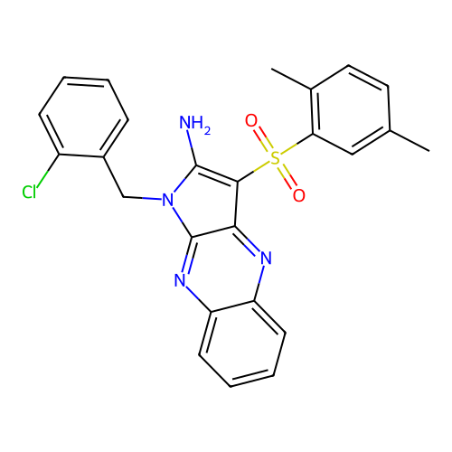 1-(2-chlorobenzyl)-3-((2,5-dimethylphenyl)sulfonyl)-1H-pyrrolo[2,3-b]quinoxalin-2-amine structure
