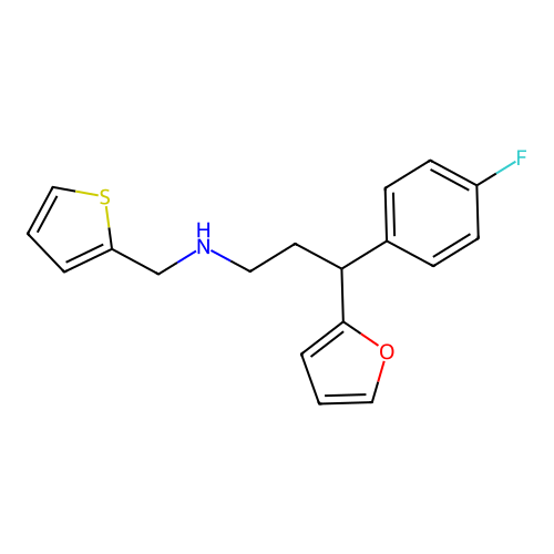 3-(4-fluorophenyl)-3-(furan-2-yl)-N-(thiophen-2-ylmethyl)propan-1-amine structure