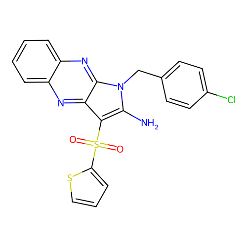 1-(4-chlorobenzyl)-3-(thiophen-2-ylsulfonyl)-1H-pyrrolo[2,3-b]quinoxalin-2-amine structure