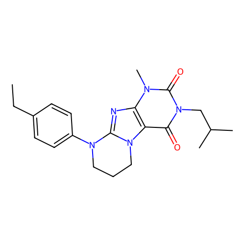9-(4-ethylphenyl)-1-methyl-3-(2-methylpropyl)-6,7,8,9-tetrahydropyrimido[2,1-f]purine-2,4(1H,3H)-dione structure