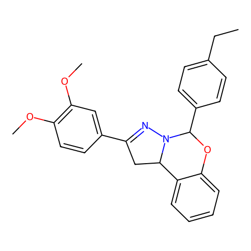 2-(3,4-dimethoxyphenyl)-5-(4-ethylphenyl)-1,10b-dihydropyrazolo[1,5-c][1,3]benzoxazine structure