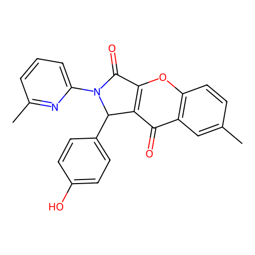 1-(4-hydroxyphenyl)-7-methyl-2-(6-methylpyridin-2-yl)-1,2-dihydrochromeno[2,3-c]pyrrole-3,9-dione structure