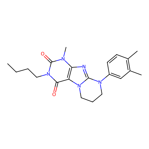3-butyl-9-(3,4-dimethylphenyl)-1-methyl-6,7,8,9-tetrahydropyrimido[2,1-f]purine-2,4(1H,3H)-dione structure