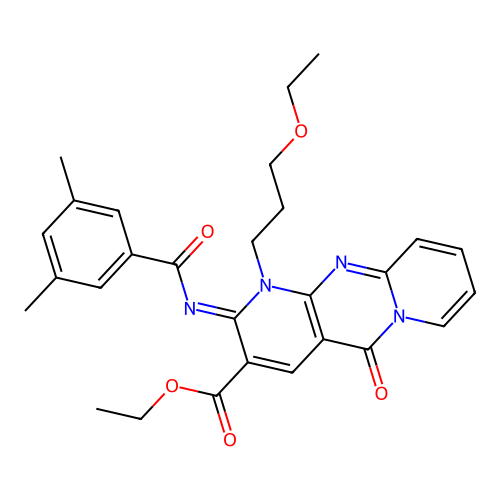 (Z)-ethyl 2-((3,5-dimethylbenzoyl)imino)-1-(3-ethoxypropyl)-5-oxo-2,5-dihydro-1H-dipyrido[1,2-a:2',3'-d]pyrimidine-3-carboxylate structure