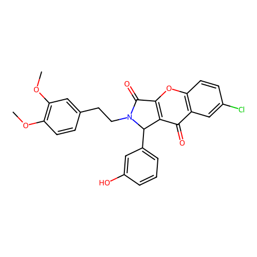 7-chloro-2-(3,4-dimethoxyphenethyl)-1-(3-hydroxyphenyl)-1,2-dihydrochromeno[2,3-c]pyrrole-3,9-dione structure