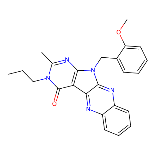 11-(2-methoxybenzyl)-2-methyl-3-propyl-3,11-dihydro-4H-pyrimido[5',4':4,5]pyrrolo[2,3-b]quinoxalin-4-one structure