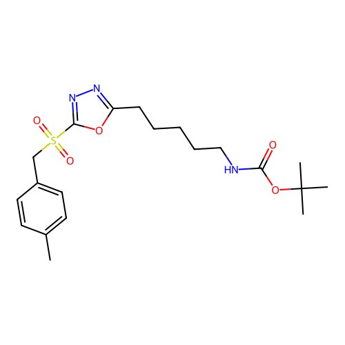 Tert-butyl N-[5-[5-[(4-methylphenyl)methylsulfonyl]-1,3,4-oxadiazol-2-yl]pentyl]carbamate structure
