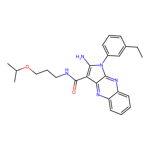 2-amino-1-(3-ethylphenyl)-N-(3-isopropoxypropyl)-1H-pyrrolo[2,3-b]quinoxaline-3-carboxamide structure