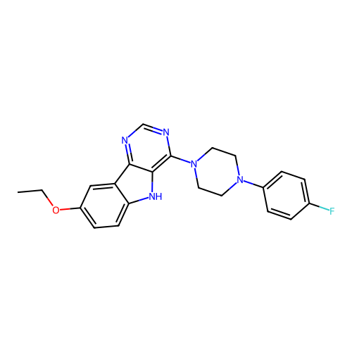 8-ethoxy-4-[4-(4-fluorophenyl)piperazin-1-yl]-5H-pyrimido[5,4-b]indole structure