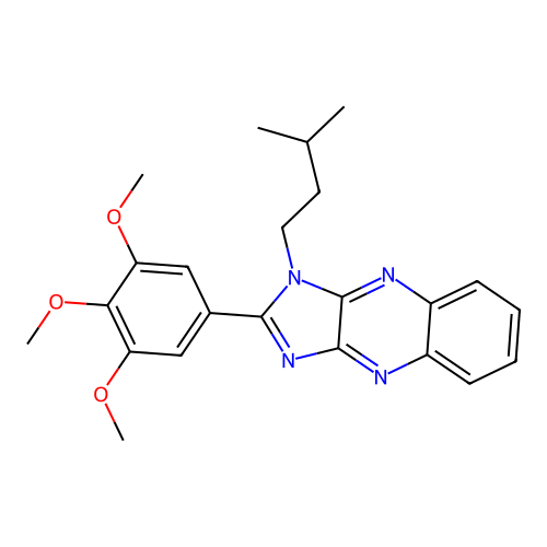1-(3-methylbutyl)-2-(3,4,5-trimethoxyphenyl)-1H-imidazo[4,5-b]quinoxaline structure