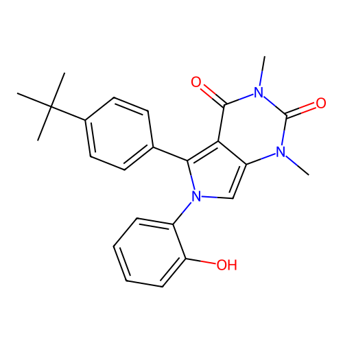 5-(4-tert-butylphenyl)-6-(2-hydroxyphenyl)-1,3-dimethylpyrrolo[3,4-d]pyrimidine-2,4-dione structure