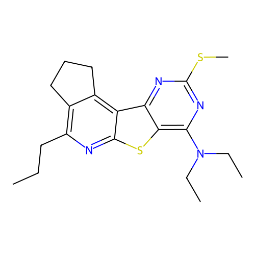 N,N-diethyl-9-(methylsulfanyl)-4-propyl-2,3-dihydro-1H-cyclopenta[4',5']pyrido[3',2':4,5]thieno[3,2-d]pyrimidin-7-amine structure