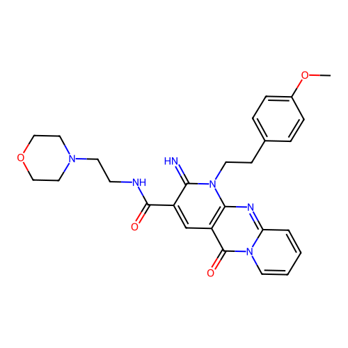 2-imino-1-[2-(4-methoxyphenyl)ethyl]-N-[2-(morpholin-4-yl)ethyl]-5-oxo-1,5-dihydro-2H-dipyrido[1,2-a:2',3'-d]pyrimidine-3-carboxamide structure