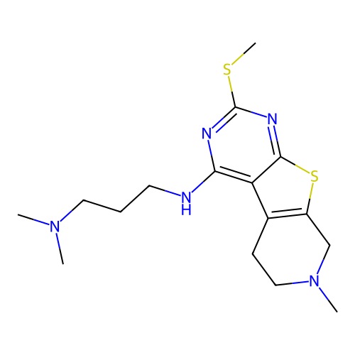 dimethyl-[3-[[7-methyl-2-(methylthio)-6,8-dihydro-5H-pyrido[4,5]thieno[1,2-c]pyrimidin-4-yl]amino]propyl]amine structure