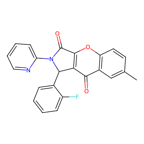 1-(2-fluorophenyl)-7-methyl-2-(pyridin-2-yl)-1,2-dihydrochromeno[2,3-c]pyrrole-3,9-dione structure