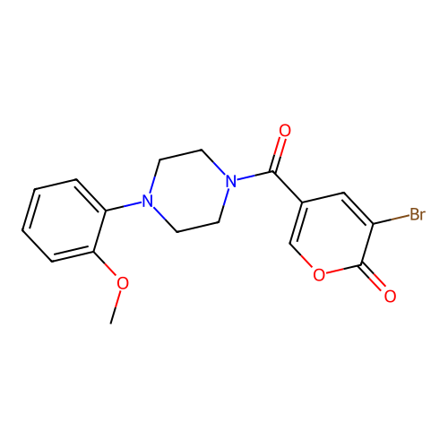3-Bromo-5-[4-(2-methoxy-phenyl)-piperazine-1-carbonyl]-pyran-2-one structure