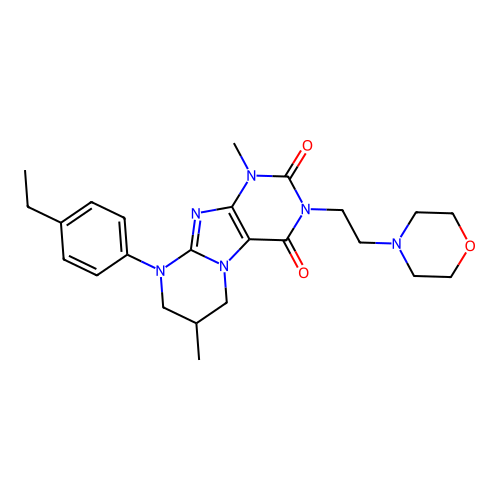 9-(4-ethylphenyl)-1,7-dimethyl-3-(2-morpholin-4-ylethyl)-7,8-dihydro-6H-purino[7,8-a]pyrimidine-2,4-dione structure