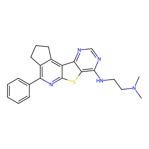 N,N-dimethyl-N'-(4-phenyl-2,3-dihydro-1H-cyclopenta[4',5']pyrido[3',2':4,5]thieno[3,2-d]pyrimidin-7-yl)ethane-1,2-diamine structure