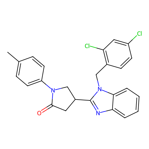 4-(1-(2,4-dichlorobenzyl)-1H-benzo[d]imidazol-2-yl)-1-(p-tolyl)pyrrolidin-2-one structure