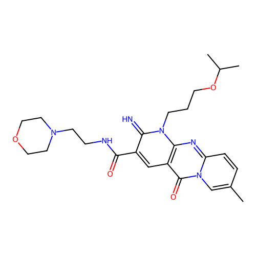 2-imino-1-(3-isopropoxypropyl)-8-methyl-N~3~-(2-morpholinoethyl)-5-oxo-1,5-dihydro-2H-dipyrido[1,2-a:2,3-d]pyrimidine-3-carboxamide structure
