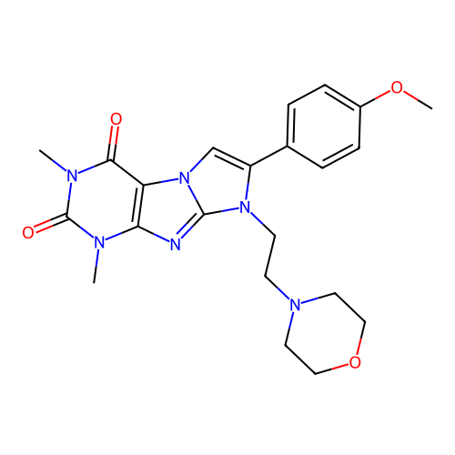 7-(4-methoxyphenyl)-1,3-dimethyl-8-(2-morpholinoethyl)-1H-imidazo[2,1-f]purine-2,4(3H,8H)-dione structure