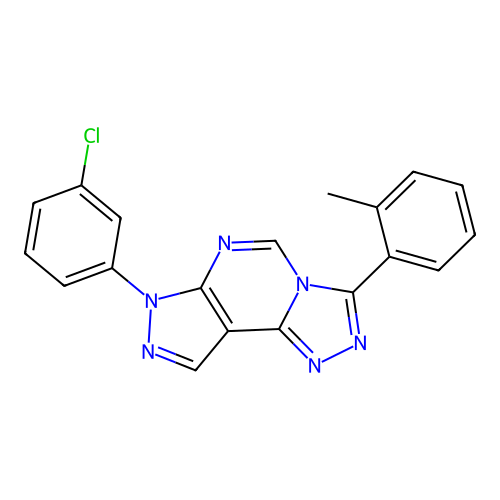 7-(3-chlorophenyl)-3-(o-tolyl)-7H-pyrazolo[4,3-e][1,2,4]triazolo[4,3-c]pyrimidine structure