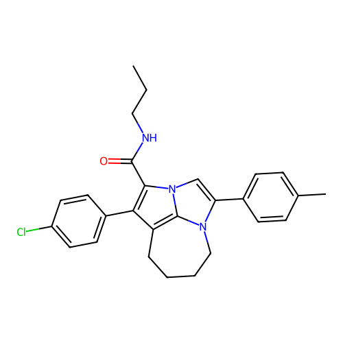 1-(4-chlorophenyl)-4-(4-methylphenyl)-N-propyl-5,6,7,8-tetrahydro-2a,4a-diazacyclopenta[cd]azulene-2-carboxamide structure