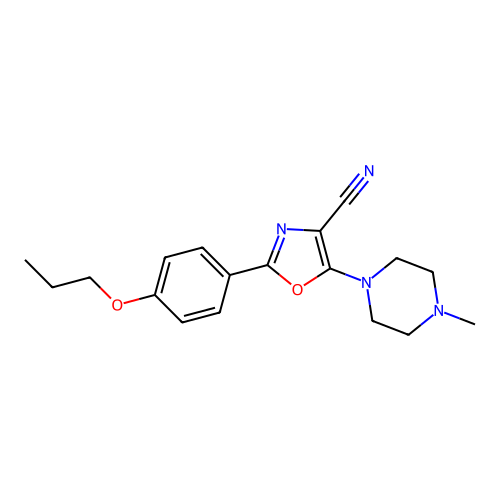 5-(4-Methylpiperazin-1-yl)-2-(4-propoxyphenyl)-1,3-oxazole-4-carbonitrile structure