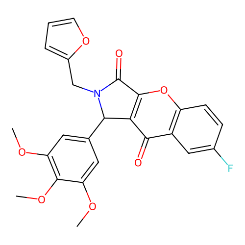 7-fluoro-2-(furan-2-ylmethyl)-1-(3,4,5-trimethoxyphenyl)-1,2-dihydrochromeno[2,3-c]pyrrole-3,9-dione structure