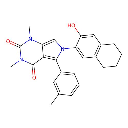 6-(3-hydroxy-5,6,7,8-tetrahydronaphthalen-2-yl)-1,3-dimethyl-5-(3-methylphenyl)-1H-pyrrolo[3,4-d]pyrimidine-2,4(3H,6H)-dione structure