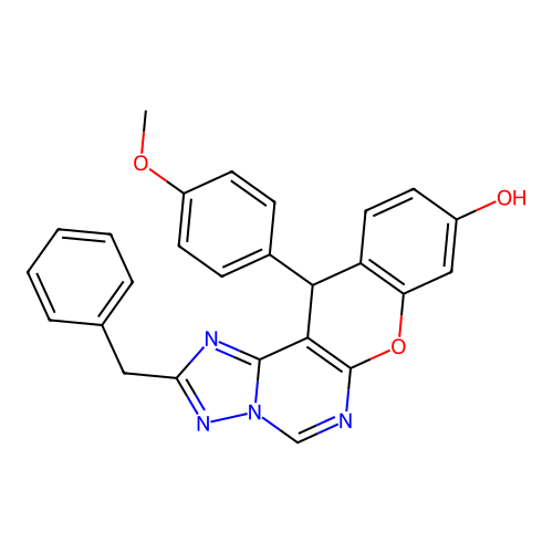 2-benzyl-12-(4-methoxyphenyl)-12H-chromeno[3,2-e][1,2,4]triazolo[1,5-c]pyrimidin-9-ol structure