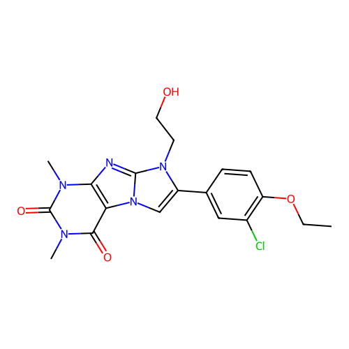 7-(3-chloro-4-ethoxyphenyl)-8-(2-hydroxyethyl)-1,3-dimethyl-1H-imidazo[2,1-f]purine-2,4(3H,8H)-dione structure