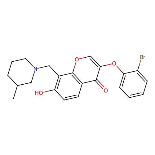 3-(2-bromophenoxy)-7-hydroxy-8-[(3-methylpiperidin-1-yl)methyl]-4H-chromen-4-one structure