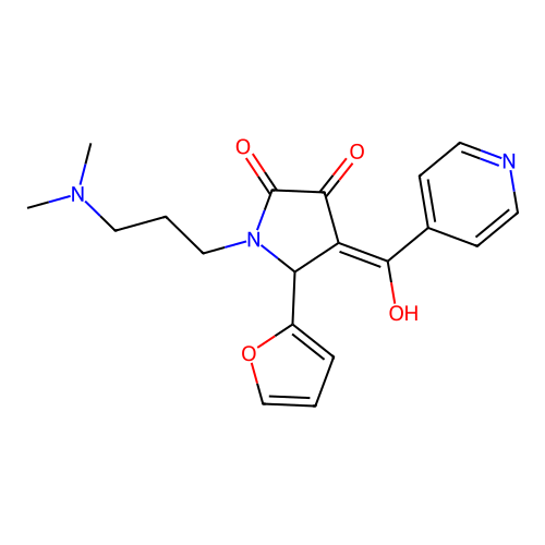 1-(3-dimethylaminopropyl)-5-(2-furyl)-4-(hydroxy-pyridin-4-yl-methylidene)pyrrolidine-2,3-dione structure