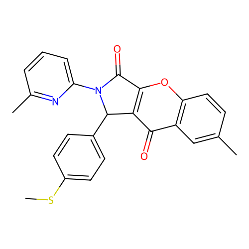 7-methyl-2-(6-methyl-2-pyridyl)-1-[4-(methylsulfanyl)phenyl]-1,2-dihydrochromeno[2,3-c]pyrrole-3,9-dione structure