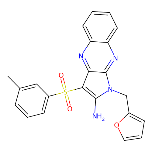 1-(Furan-2-ylmethyl)-3-(3-methylphenyl)sulfonylpyrrolo[3,2-b]quinoxalin-2-amine structure