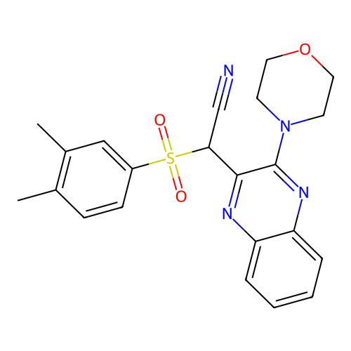 2-((3,4-Dimethylphenyl)sulfonyl)-2-(3-morpholinoquinoxalin-2-yl)acetonitrile structure