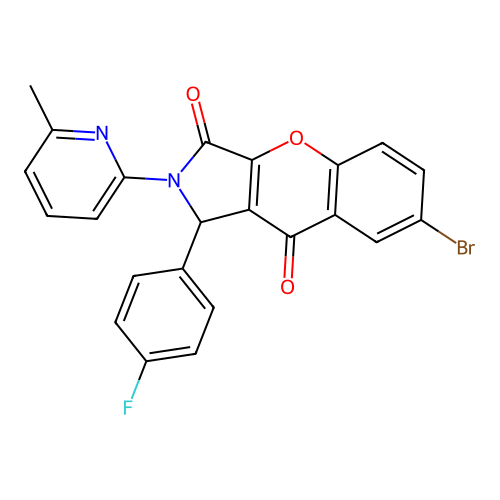 7-bromo-1-(4-fluorophenyl)-2-(6-methylpyridin-2-yl)-1,2-dihydrochromeno[2,3-c]pyrrole-3,9-dione structure