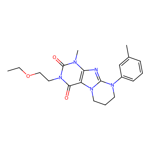 3-(2-ethoxyethyl)-1-methyl-9-(3-methylphenyl)-6,7,8,9-tetrahydropyrimido[2,1-f]purine-2,4(1H,3H)-dione structure